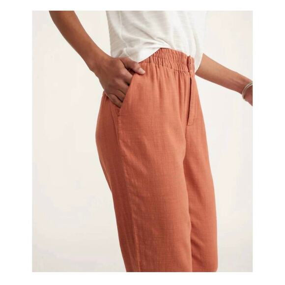 Marine Layer Elle Relaxed Crop Pants Size Medium Rust Orange Preppy Minimalist - Picture 8 of 13